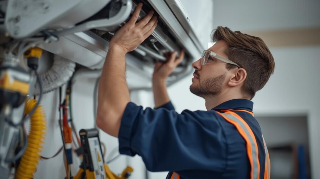 صورة فني تكييف يركب مكيف